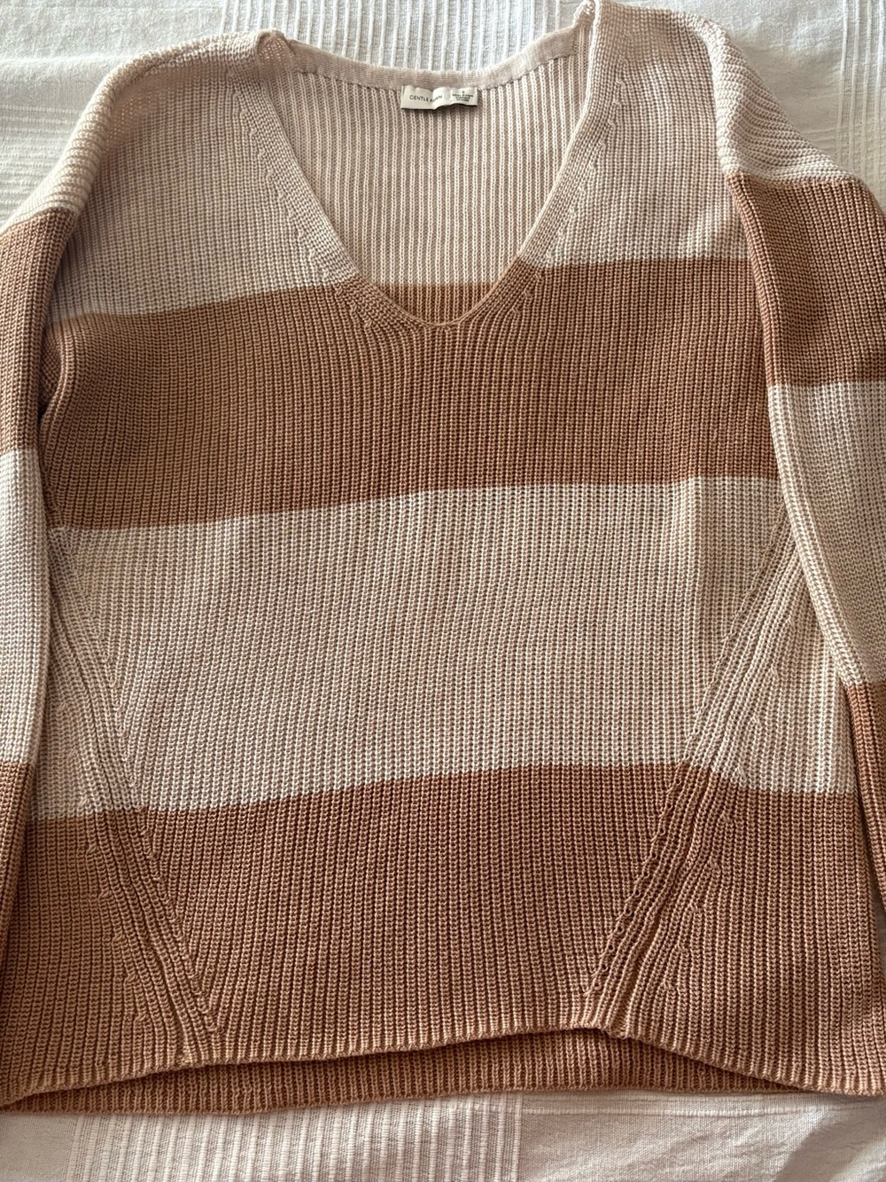 Gentle Fawn Annalise Striped Knit V-Neck Slouchy Sweater - Picture 3 of 7